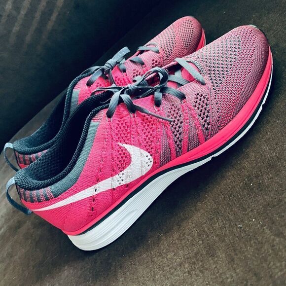 NEW Nike Flyknit Trainer Men's Shoes Flash Pink Grey Charcoal 6.5 US 532984-611 - Picture 10 of 15